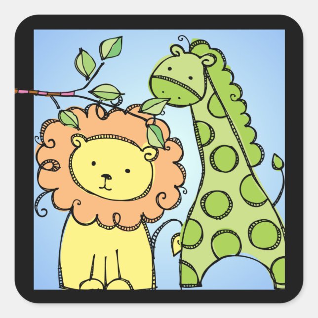 Giraffe and Lion Stickers (Front)