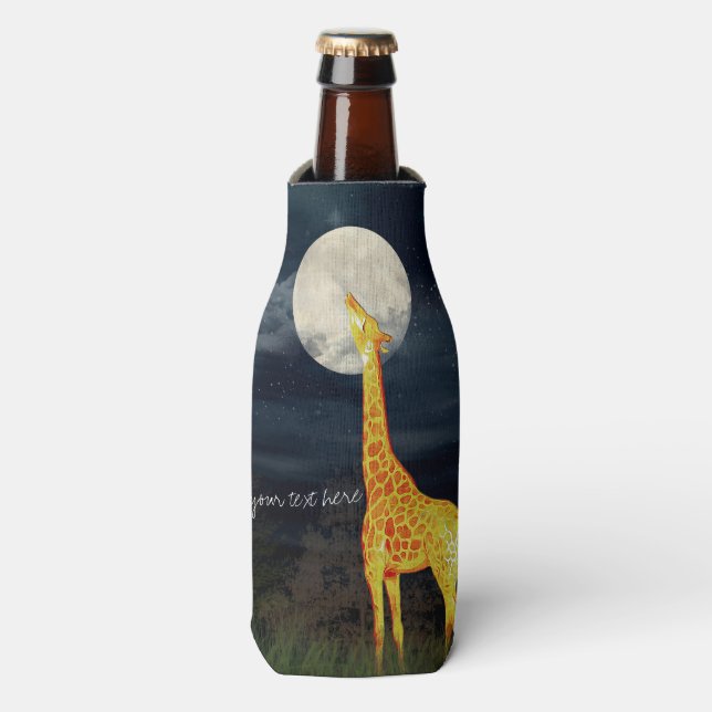 Giraffe and Moon | Custom Bottle Can Cooler (Bottle Front)