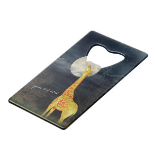 Giraffe and Moon   Custom Bottle Opener