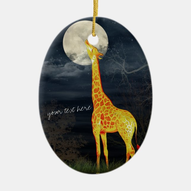 Giraffe and Moon | Custom Ornament Decoration (Front)