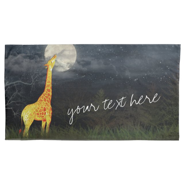 Giraffe and Moon | Custom Pair of Pillowcases (Front-Left)