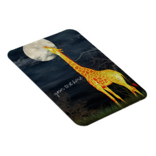 Giraffe and Moon   Custom Photo Magnet