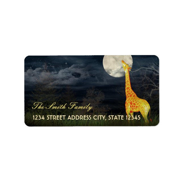 Giraffe and Moon | Custom Shipping / Address Label (Front)