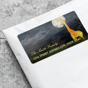 Giraffe and Moon Custom Shipping / Address Label