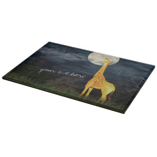 Giraffe and Moon | Decorative Glass Cutting Board