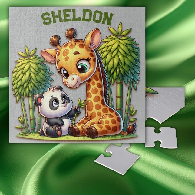 Giraffe and Panda Monogrammed Name | Jigsaw Puzzle (Creator Uploaded)