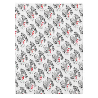 Giraffe and Santa Claus Christmas Tablecloth