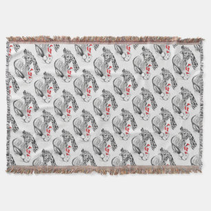 Giraffe and Santa Claus Christmas Throw Blanket
