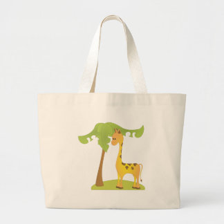 Giraffe and Tree Large Tote Bag