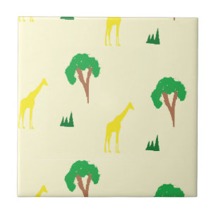 Giraffe and tree pattern tile