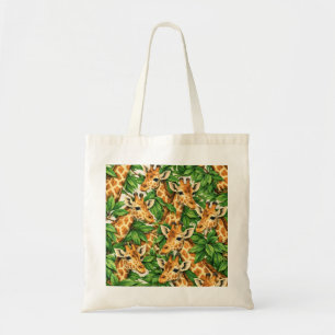 Giraffe and Tropical Leaves Pattern Tote Bag