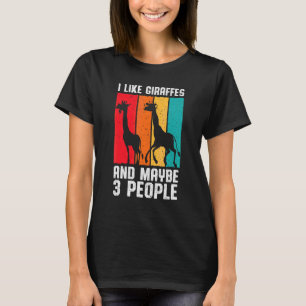 Giraffe Animal I Like Giraffes And 3 People Intro T-Shirt