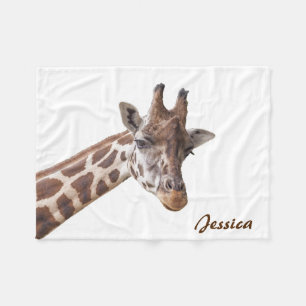 Giraffe Animal Personalised Name Fleece Blanket