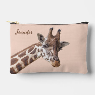 Giraffe Animal Portrait Photo Personalised Name Accessory Pouch