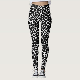Giraffe Animal print black and white leggins Leggings