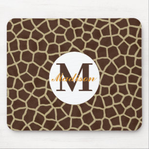 Giraffe Animal Print Initial Monogram Mouse Mat
