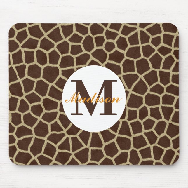 Giraffe Animal Print Initial Monogram Mouse Mat (Front)