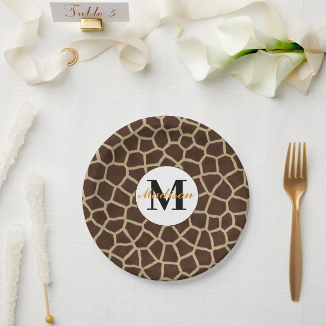 Giraffe Animal Print Paper Plate (Wedding)