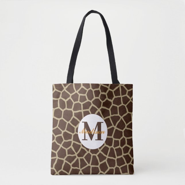 Giraffe Animal Print Personalised Tote Bag (Front)