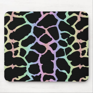 Giraffe Animal Print Rainbow And Black Design Mouse Mat