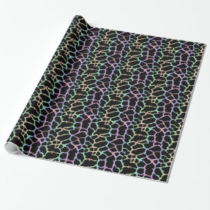 Giraffe Animal Print Rainbow And Black Design Wrapping Paper