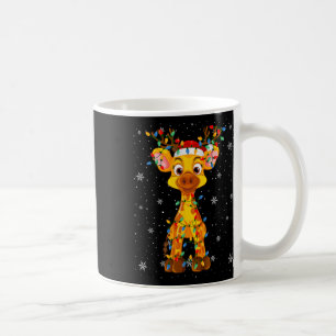 Giraffe Animal Santa Hat Ugly Christmas Tree Light Coffee Mug