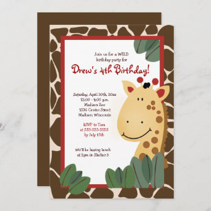 Giraffe Any Age Birthday Invitation