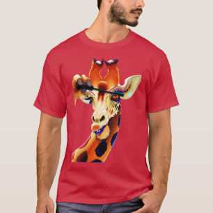 Giraffe Applying Mascara Eyelashes T-Shirt
