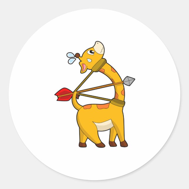 Giraffe Archer Arrow Bow Classic Round Sticker (Front)
