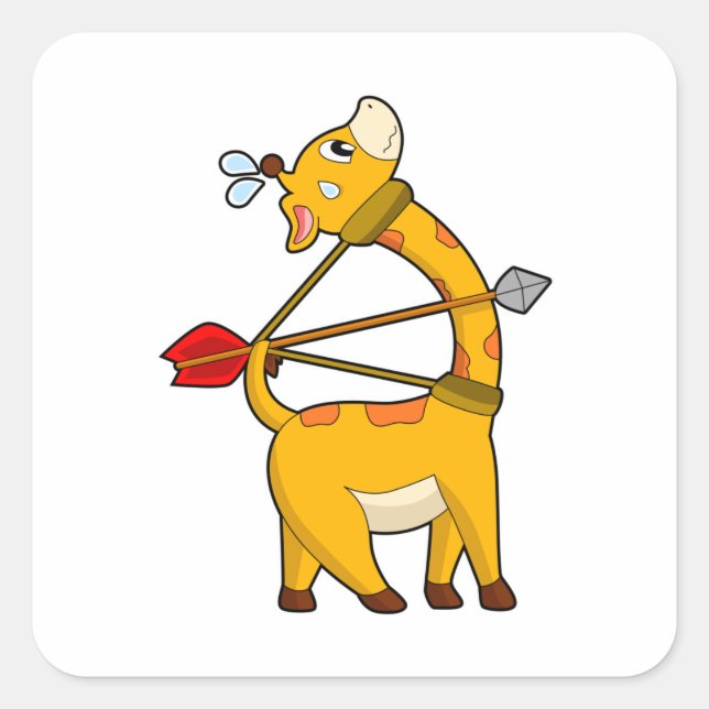 Giraffe Archer Arrow Bow Square Sticker (Front)