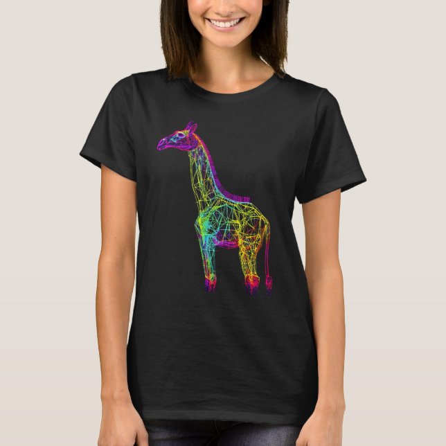 Giraffe Artwork  Animal Colourful Giraffe T-Shirt (Front)