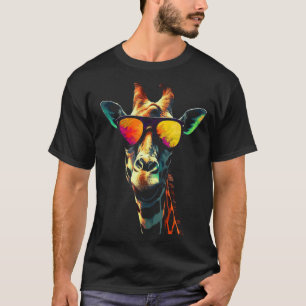 Giraffe Artwork Sunglasses Animal T-Shirt