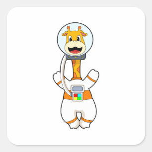 Giraffe as Astronaut in Costume Square Sticker