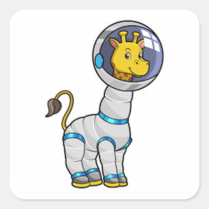 Giraffe as Astronaut in Glass sphere Square Sticker