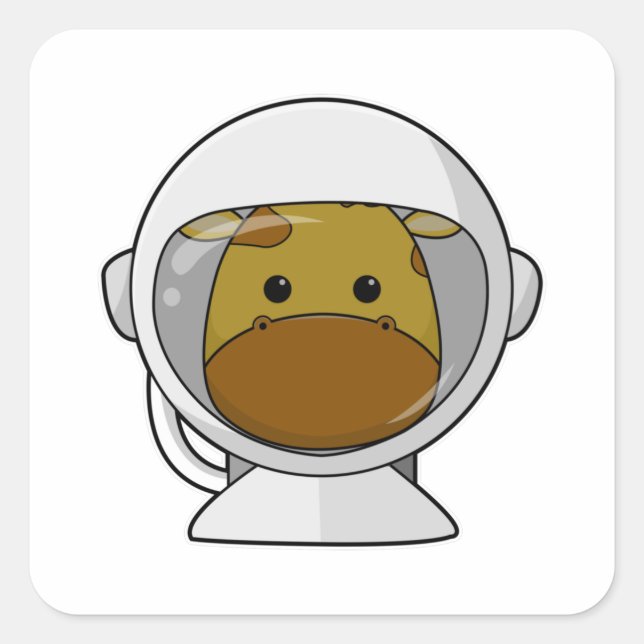 Giraffe as Astronaut with Helmet Square Sticker (Front)