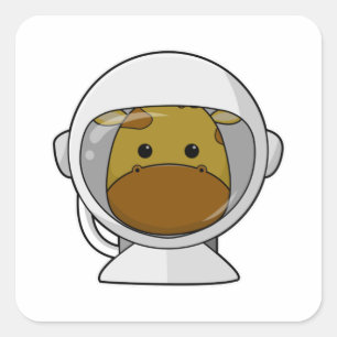 Giraffe as Astronaut with Helmet Square Sticker