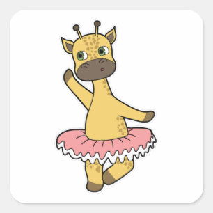 Giraffe as Ballerina at Ballet with Skirt Square Sticker