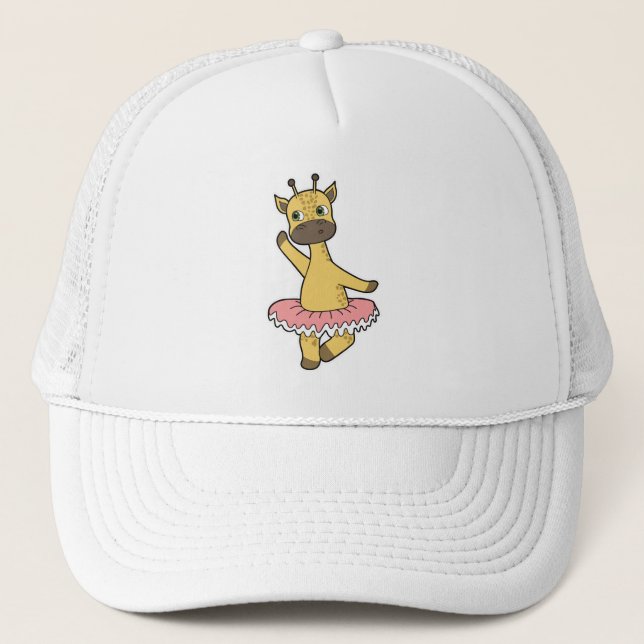 Giraffe as Ballerina at Ballet with Skirt Trucker Hat (Front)