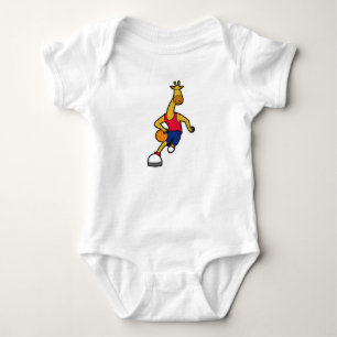 Giraffe as Basketball player with Basketball ball Baby Bodysuit