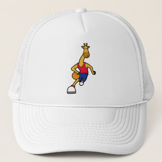 Giraffe as Basketball player with Basketball ball Trucker Hat (Front)