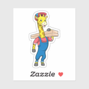 Giraffe as Carpenter with Wood