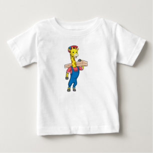 Giraffe as Carpenter with Wood Baby T-Shirt