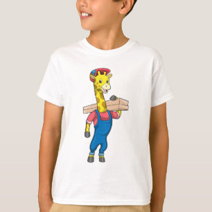 Giraffe as Carpenter with Wood T-Shirt