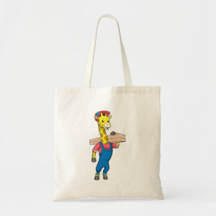 Giraffe as Carpenter with Wood Tote Bag