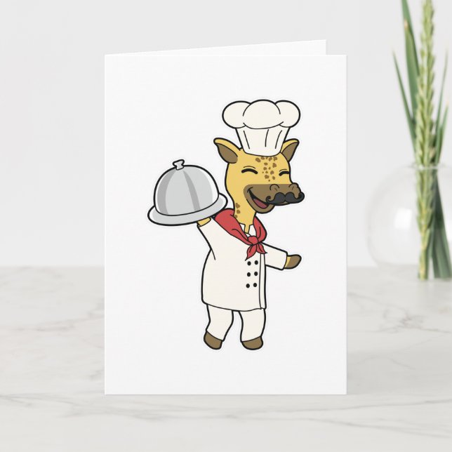 Giraffe as Chef with Cooking apron & Platter Card (Front)