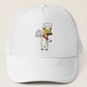 Giraffe as Chef with Cooking apron & Platter Trucker Hat