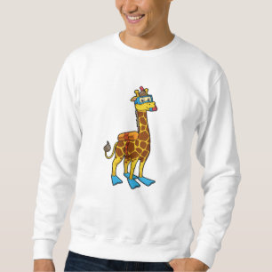 Giraffe as Diver with Swimming goggles & Flippers Sweatshirt