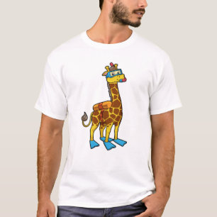 Giraffe as Diver with Swimming goggles & Flippers T-Shirt