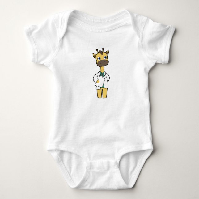 Giraffe as Doctor with Notepad Baby Bodysuit (Front)