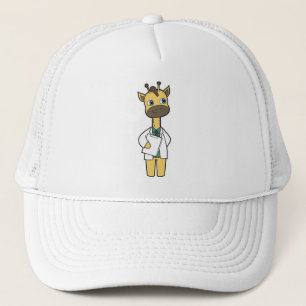 Giraffe as Doctor with Notepad Trucker Hat